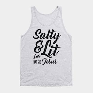 Salty and Lit for Jesus - Black Distress Tank Top
